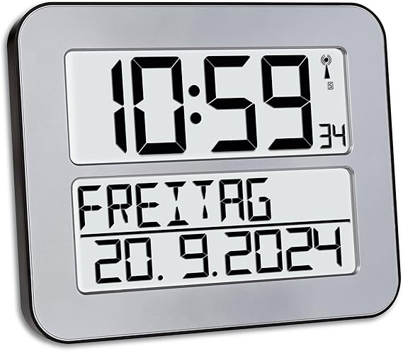Ceas Digital de Perete TFA Dostmann TimeLine Max 60.4512.01 ,   Radio Controlat, Afisaj Mare, cu Dat