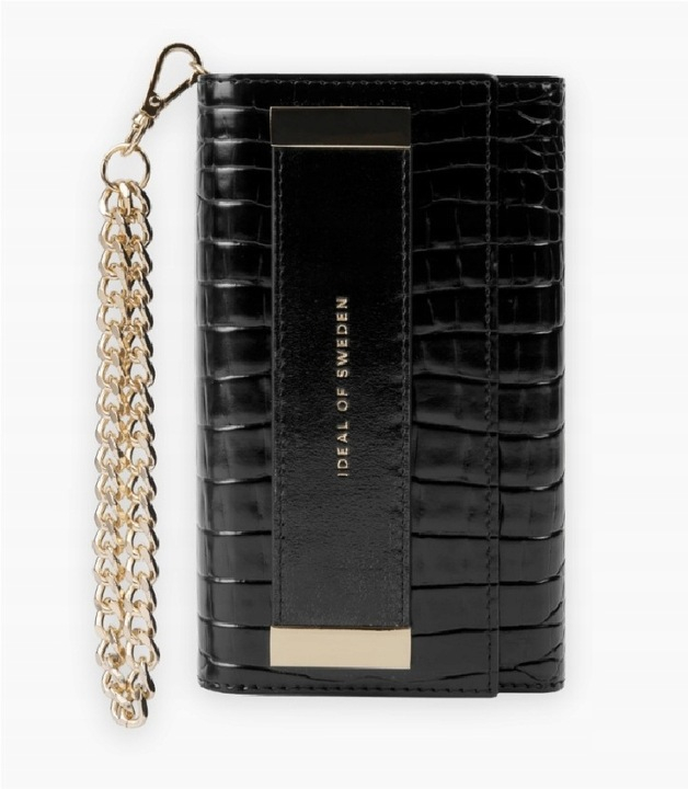 Husa - Etui iDeal of Sweden Neo Noir Croco pentru iPhone 12 Pro Max ,   design elegant, negru cu tex