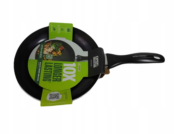 Tigaie ceramica O24 cm fara PFAS ,   antiaderenta neagra, compatibila inductie ,   VitaVerde Expert