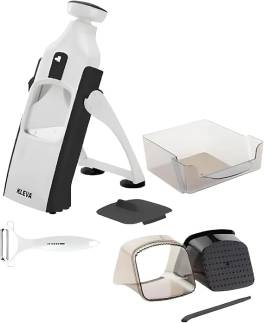 Feliator Legume One-Push XL cu Protectie pentru Degete ,   Kleva Range SAFESLICER01, cu Bonus Peeler