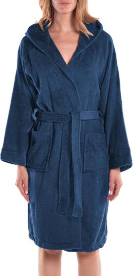 Halat de Baie cu Gluga Caleffi Minorca, 100% Bumbac, Indigo, Marimea XL ,   Unisex, Pentru Baie, Sau