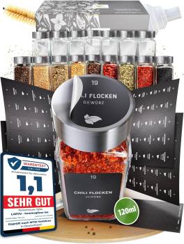 Set Borcane Condimente Patrate 120 ml (24 buc.) cu 350 Etichete, Site, Palnie  Marker ,   Spice Jars