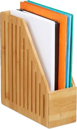 Suport Vertical pentru Reviste Relaxdays, din Bambus, Format A4 ,   Organizator Documente pentru Bir
