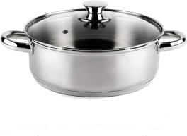 Oala Vier CI18 din Inox 18 10 cu Baza Inductie, 18 cm, 2 L ,   Pentru Toate Tipurile de Plite