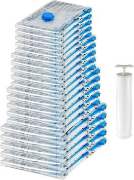 Set 20 pungi de vidat reutilizabile in 4 dimensiuni, cu pompa manuala ,   economisire spatiu pentru 