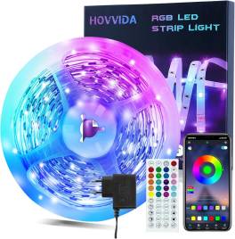 Banda LED RGB 5m 5050 cu App, Telecomanda, Muzica 24V   HOVVIDA