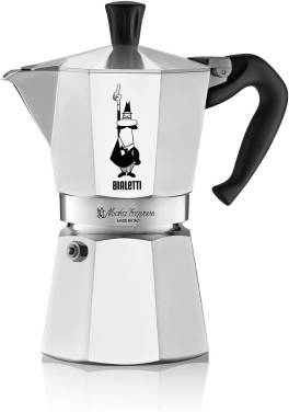 Bialetti Moka Express 6 Cesti ,   Espressor Clasic Italian din Aluminiu, Compatibil Cu Toate Plitele