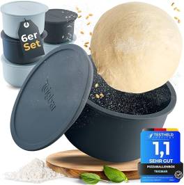 Cutii pentru Aluat de Pizza cu Capac, Set 6 Buc ,   Pizza Ball Box din Silicon Anti-Lipire, Fermenta