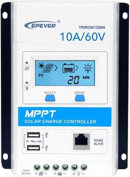 Controler Solar MPPT 10A, EPEVER   Triron 1206N ,   12 24V, Detectie Automata, 60V Max, USB, RS485