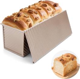 Forma de Copt Paine cu Capac ,   1000 g, Rose Gold, 31 A  11 A  11 cm   Antiaderenta, cu Orificii de