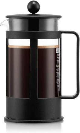 French Press Bodum Kenya 1L (8 cani) ,   Presa manuala cafea din sticla borosilicata  inox, fara fil