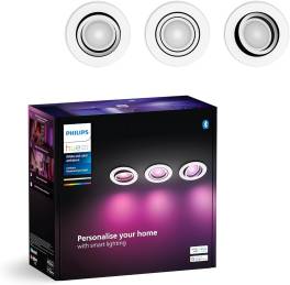Set 3 Spoturi LED Smart Incastrate Philips Hue White  Color Ambiance Centura ,   1050 lm, 16 Milioan