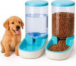 Set 2 Dispensere Automate Hrana  Apa 3.8L, Gravitationale ,   Edipets (Albastru)