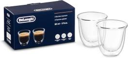 Set 2 pahare termice espresso De,  Longhi ,   sticla dublu-perete, 60 ml, termoizolante, compatibile