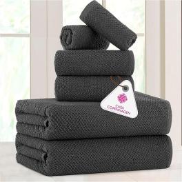 Set Prosoape Casa Copenhagen Popcorn Textured, 6 Piese ,   Pine Grey, 550 g m  ², Bumbac, pentru Bai
