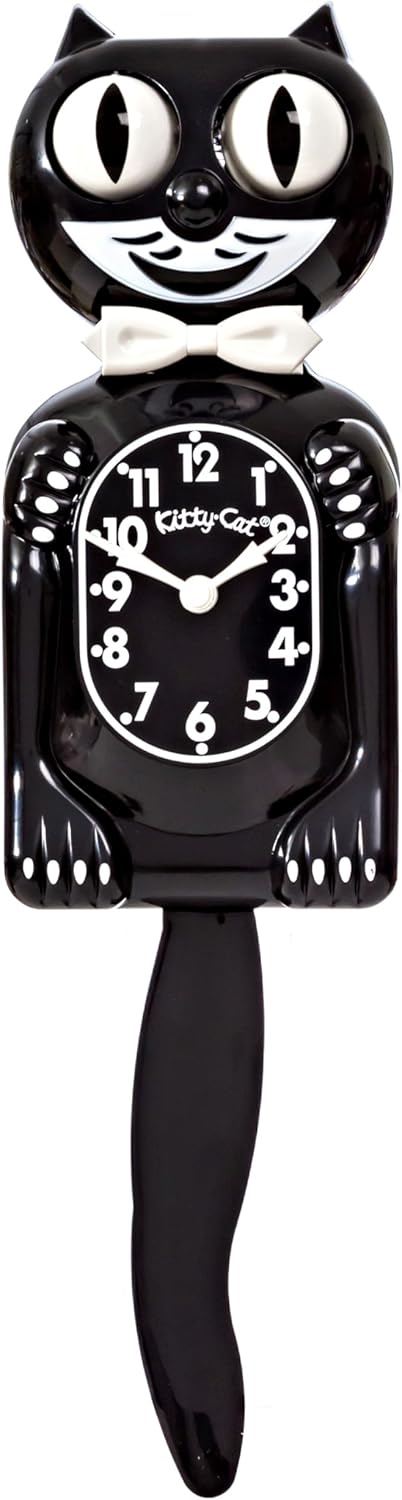 Ceas Iconic cu Coada Miscatoare, Kit-Cat Small Clock, Negru