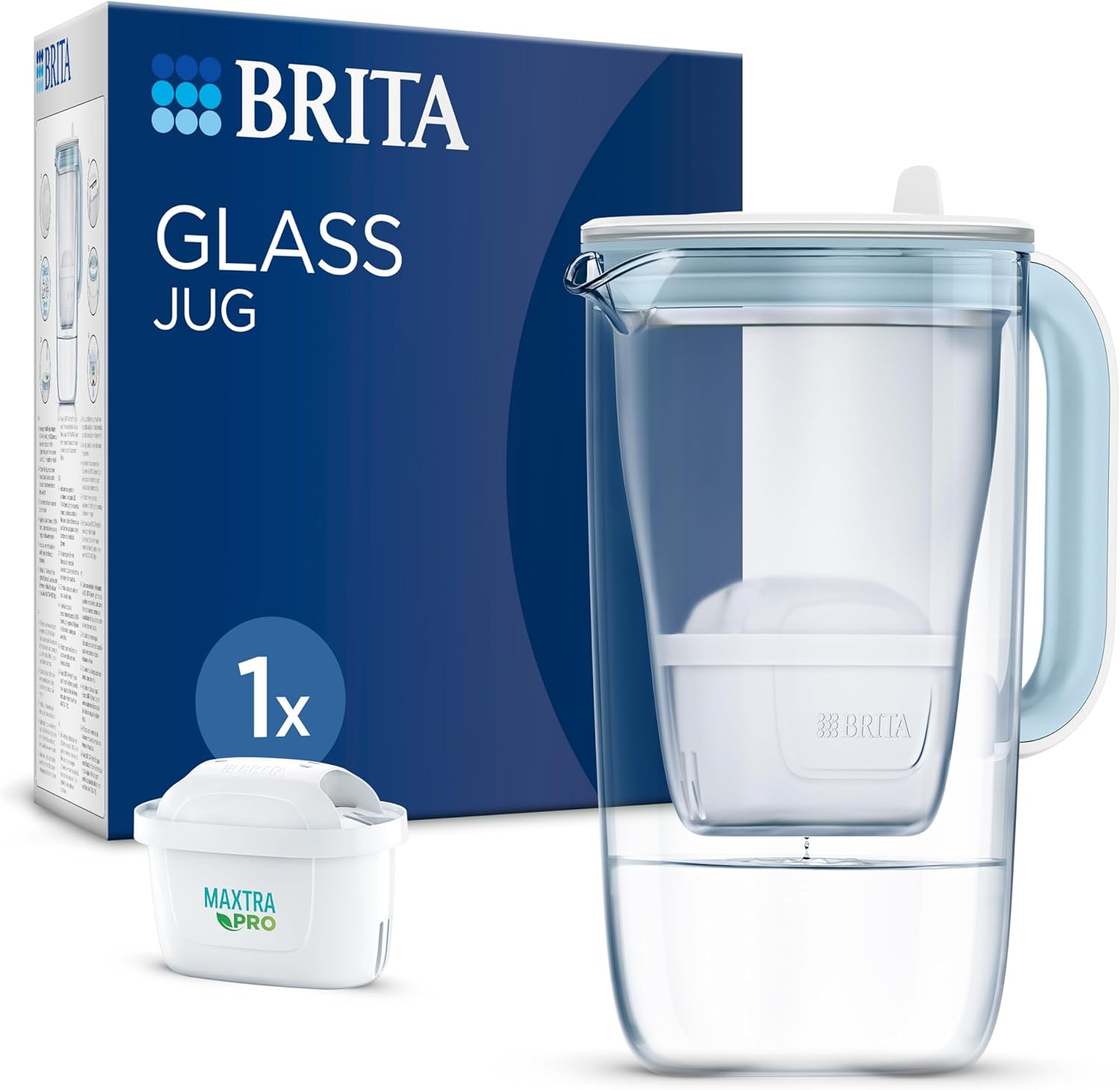 Carafa filtranta din sticla 2.5 L ,   BRITA Blue, Maxtra PRO All-in-1, reduce PFAS , clor, calcar, m