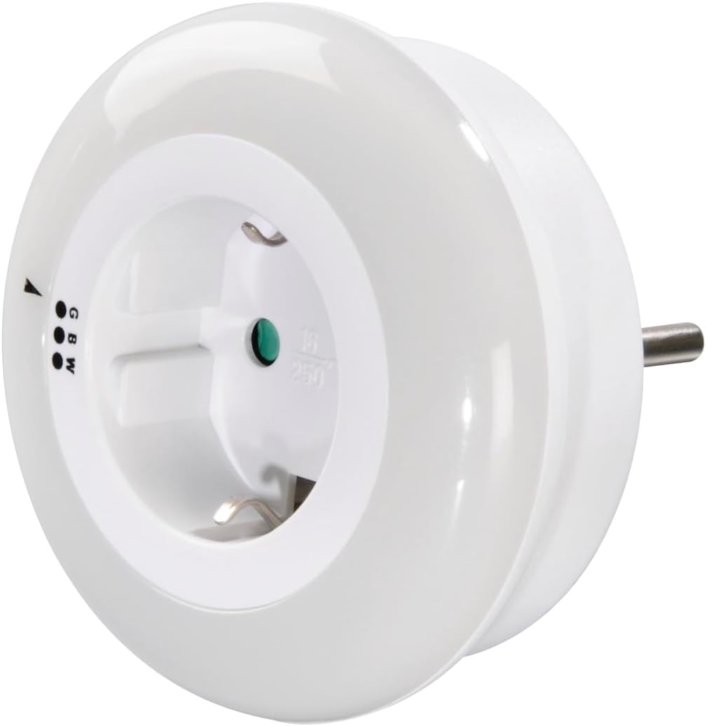 Hama Night Light cu Senzor de Noapte si Priza Integrata ,   3 Culori, LED cu Consum Redus, Lumina de