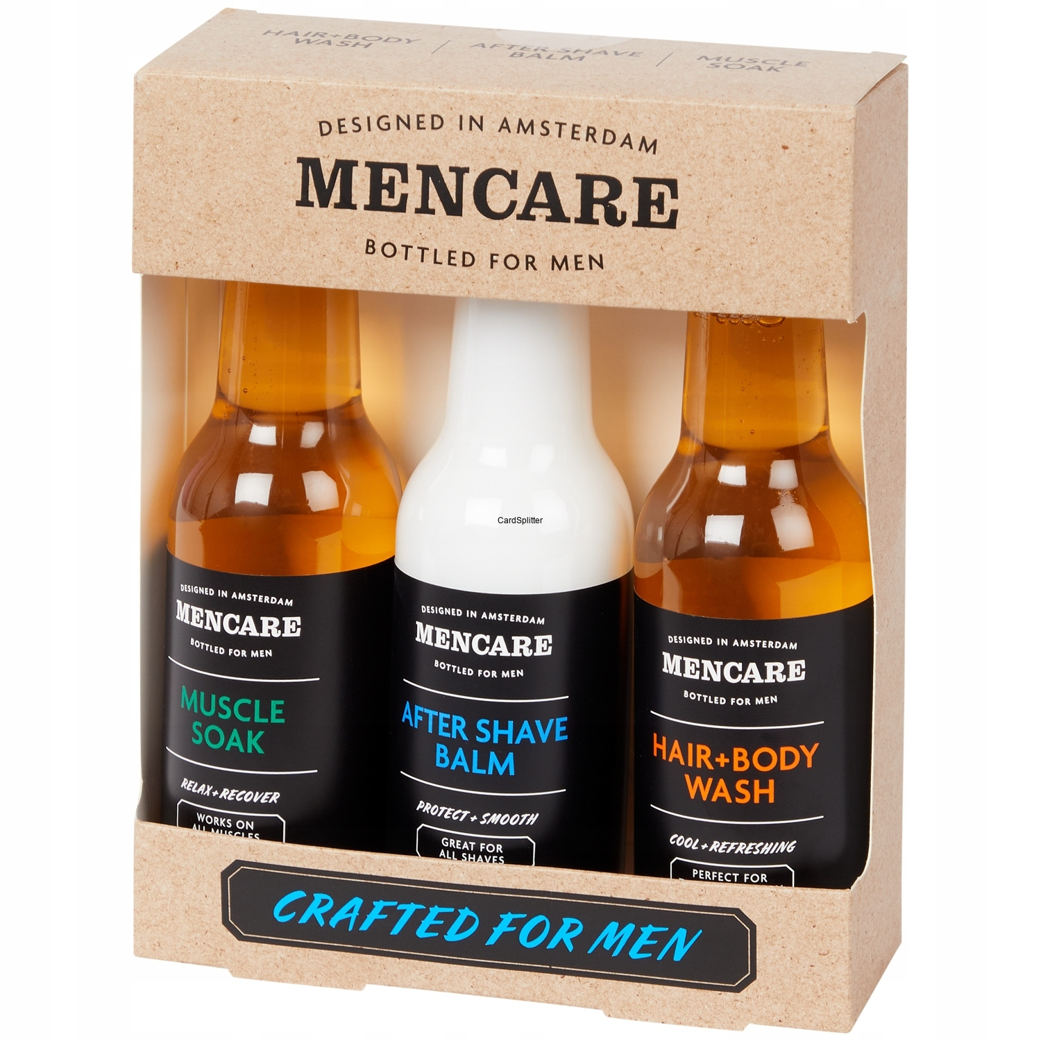 Set cadou pentru barbati ,   Mencare Bottled, 3 produse pentru ingrijirea parului, fetei si corpului