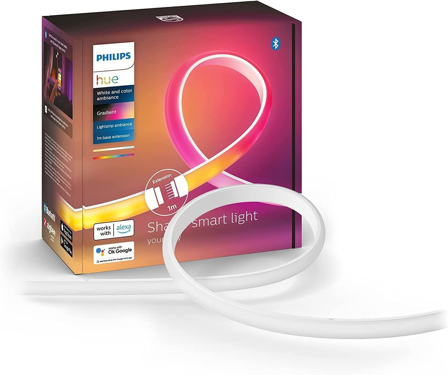 Banda LED inteligenta Philips Hue Gradient Lightstrip Ambiance ,   Extensie 1 m, White  Color RESIGI