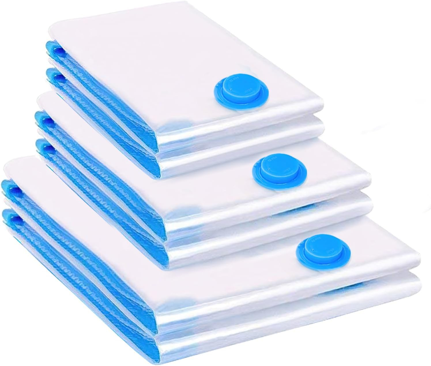 Set 6 pungi de vidat haine si textile, reutilizabile PA+PE ,   marimi mixte (Jumbo, Mari, Mici) pent