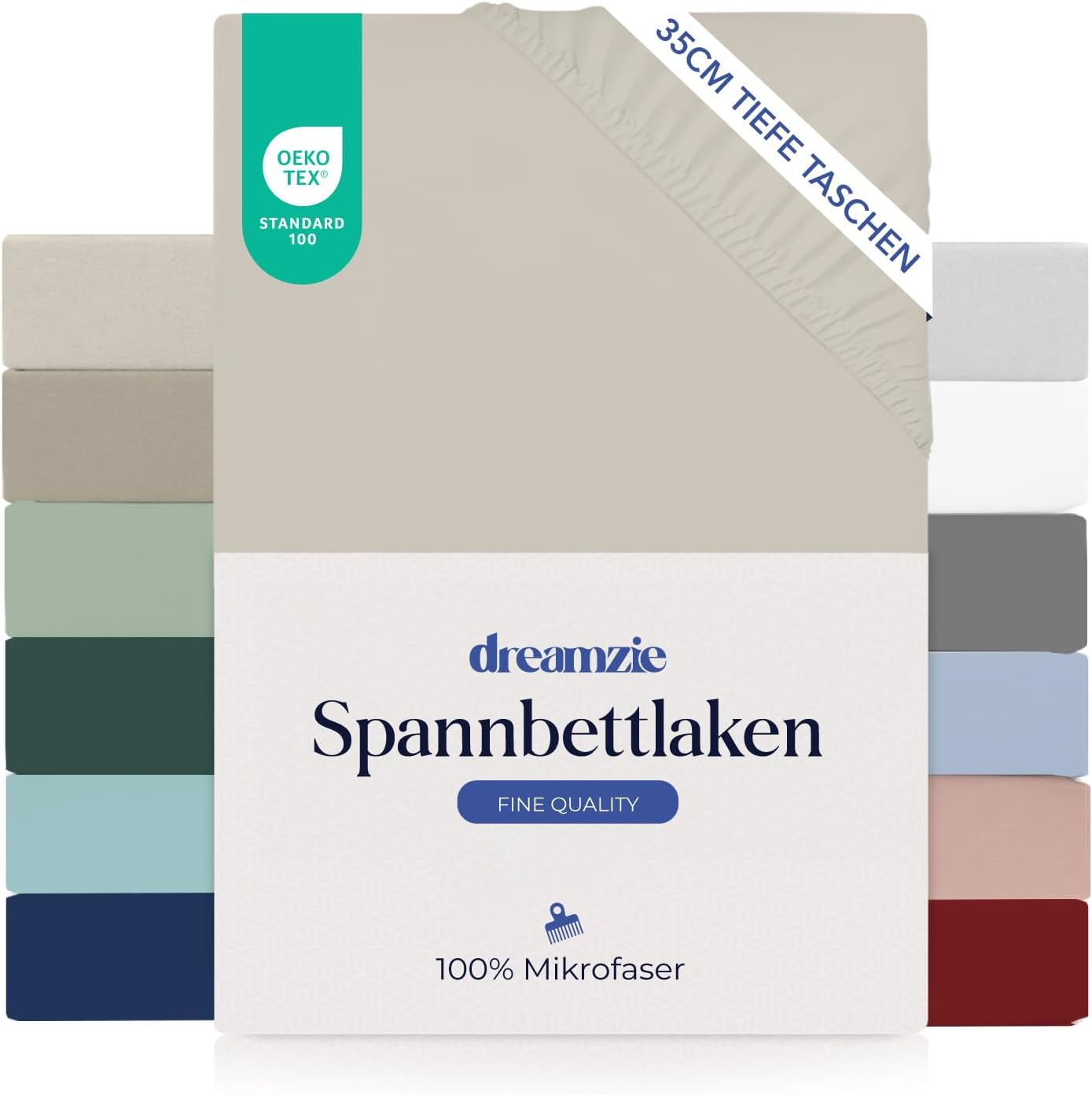 Cearsaf cu elastic 140x200 cm ,   Dreamzie, microfibra 100%, buzunar 35 cm, Oeko-Tex, antiderapant, 