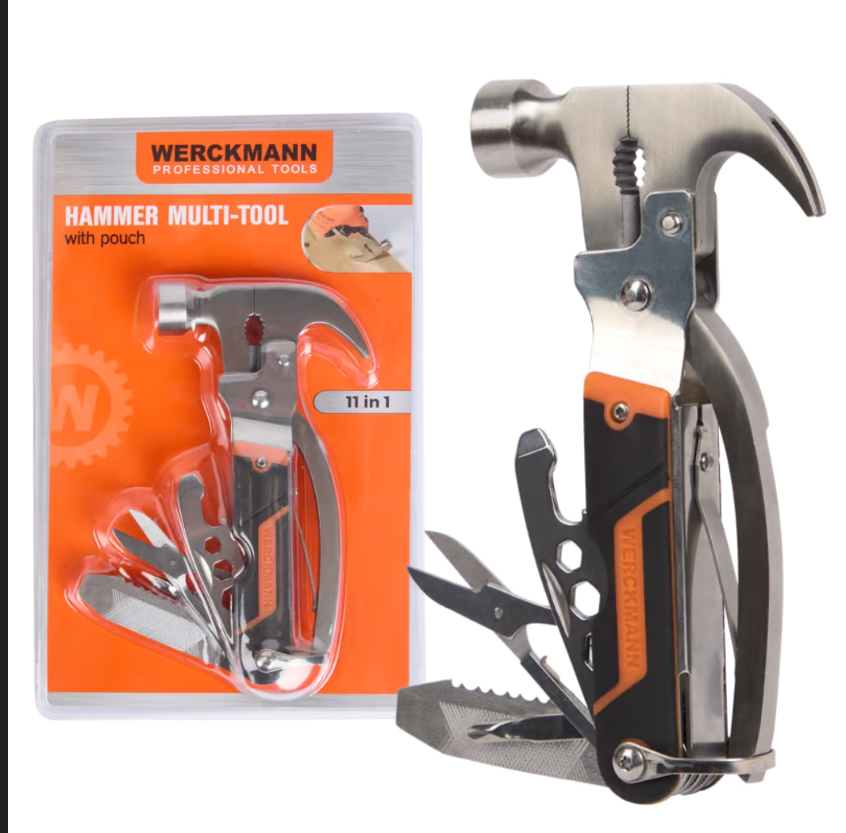 Ciocan multifunctional 11-in-1 pliabil din otel inoxidabil ,   unealta compacta cu husa ,   Werckman