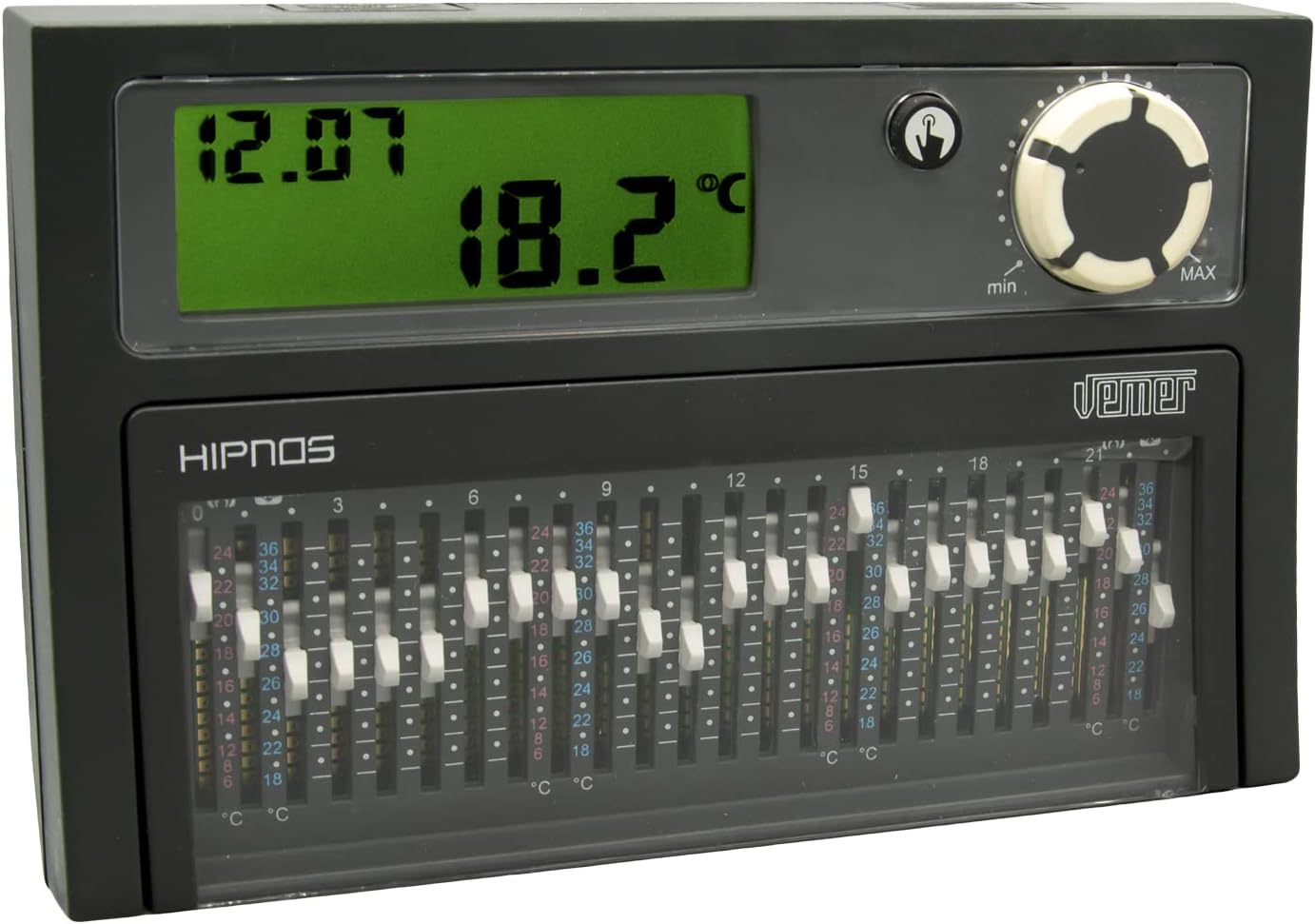 Cronotermostat HIPNOS Daily montat pe perete, programare zilnica, 1 releu, alimentare 2A AAA, culoar