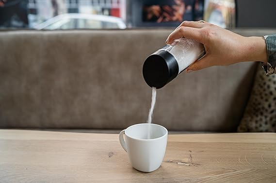 Dozator de Zahar GSD 32026, Negru  Acrilic ,   Sugar Dispenser Modern, cu Dozare la Buton, 10 x 10 x