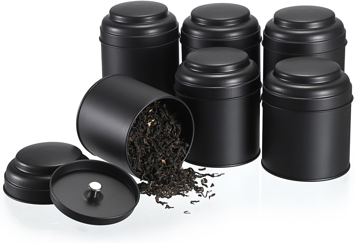 et 6 Borcane Metalice Etanse 237 ml, Capac Dublu, Depozitare Ceai, Cafea, Condimente ,   IGNPION