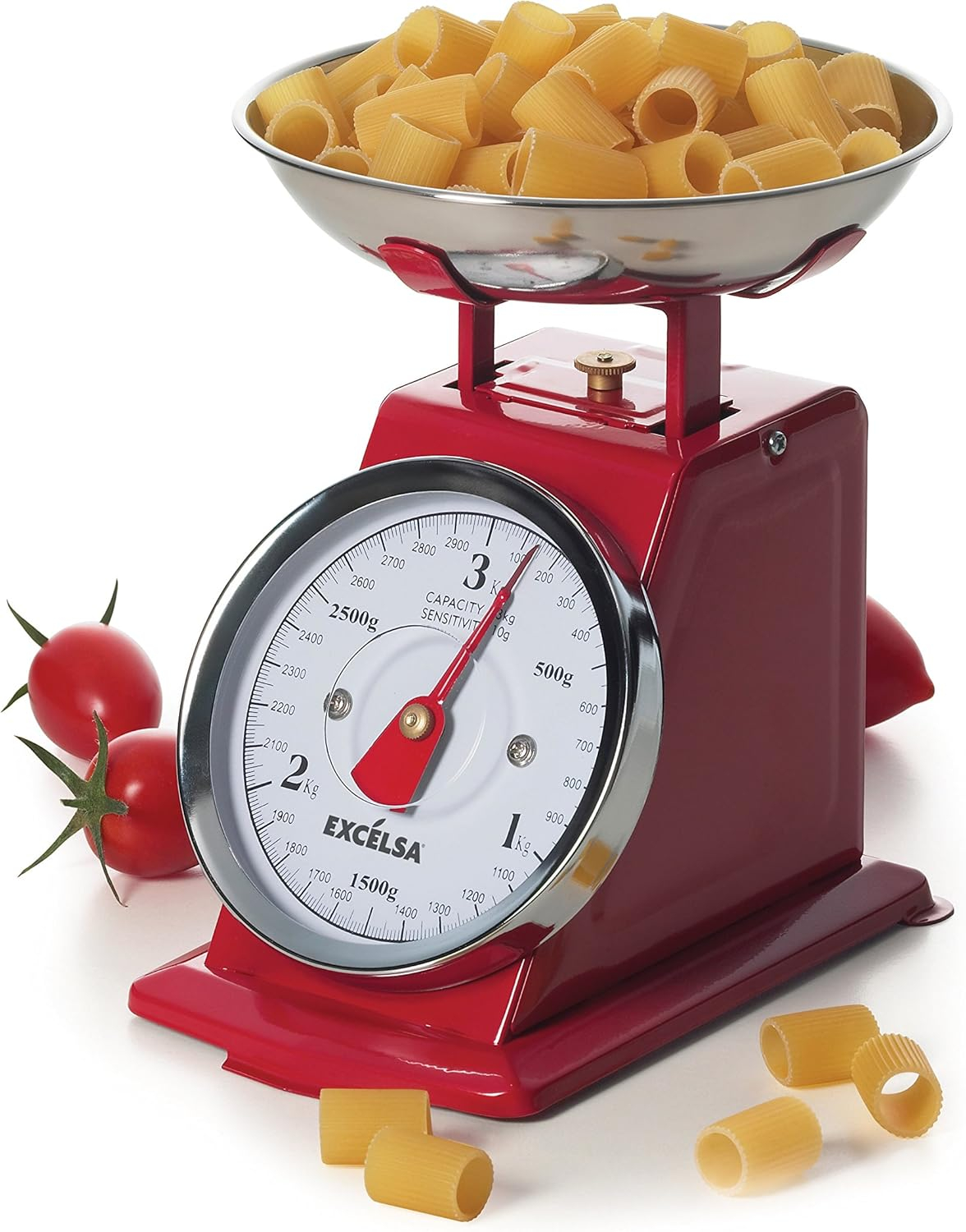 Cantar de Bucatarie Vintage, Rosu Excelsa Capacitate 3 kg, Acuratete 10 g