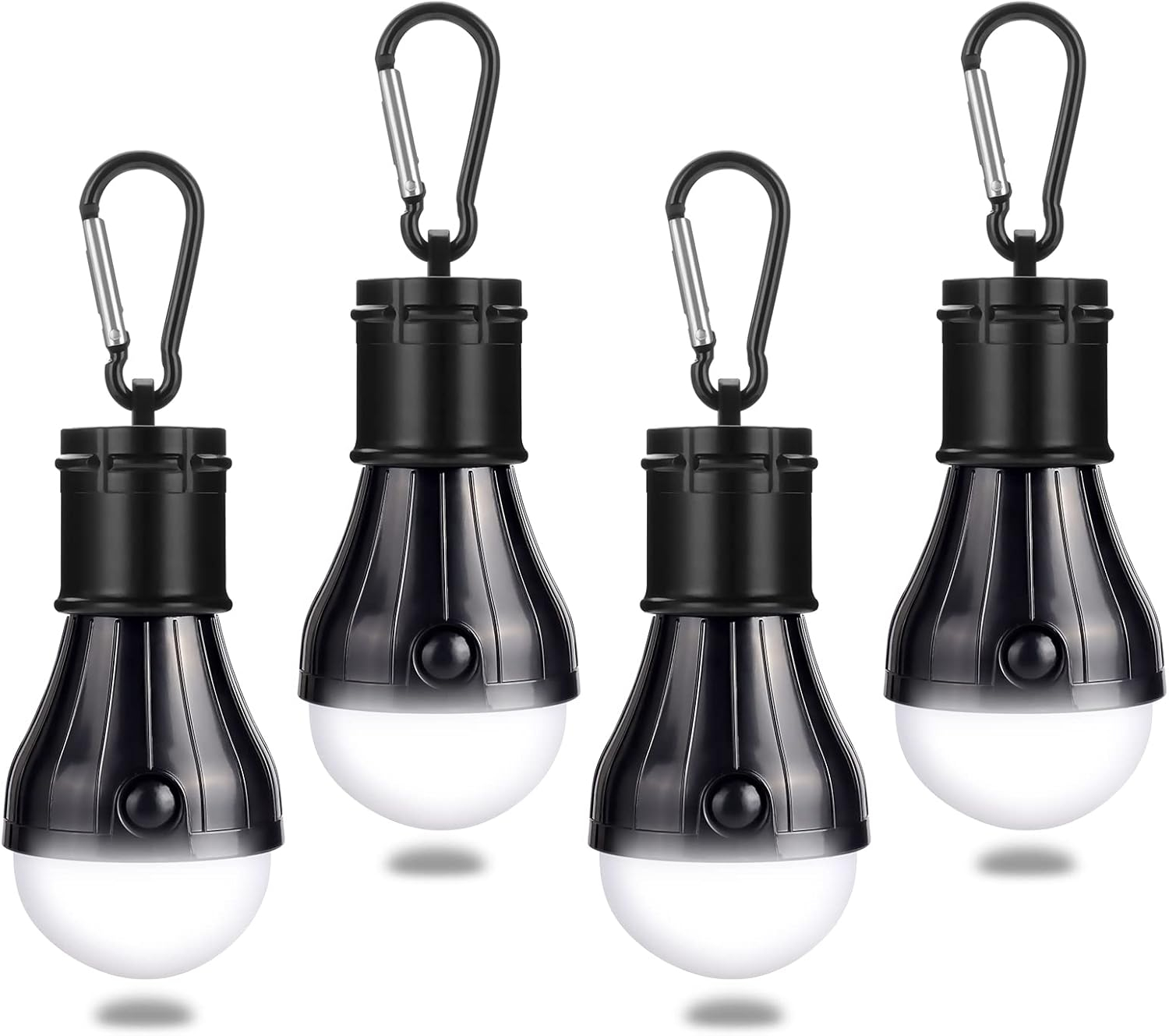 Lampa Camping LED cu Carabina, Set 4 bucati, 3 Moduri, Rezistenta la Apa