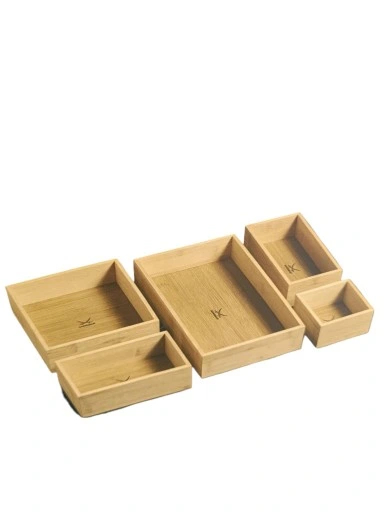 Organizator cosmetic din bambus pentru sertar, set 5 piese ,   Sansibar Sylt, Natural