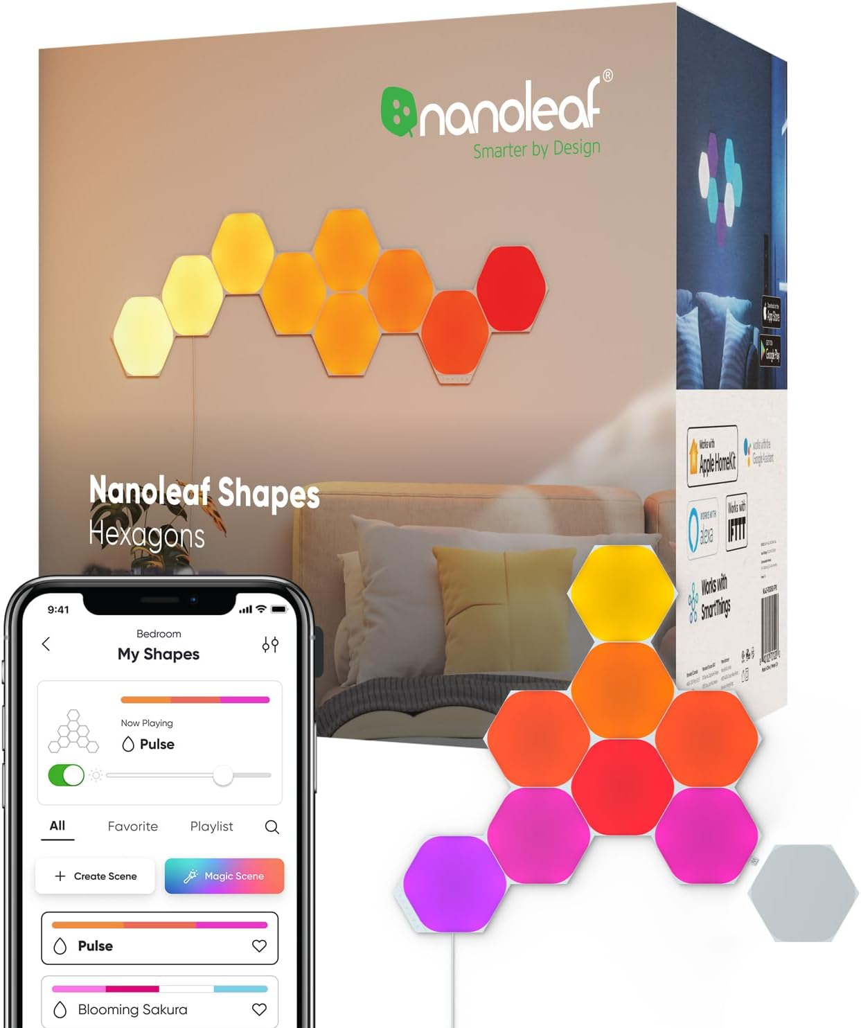 Panouri luminoase inteligente RGBW modulare ,   Nanoleaf Shapes, control tactil  muzical