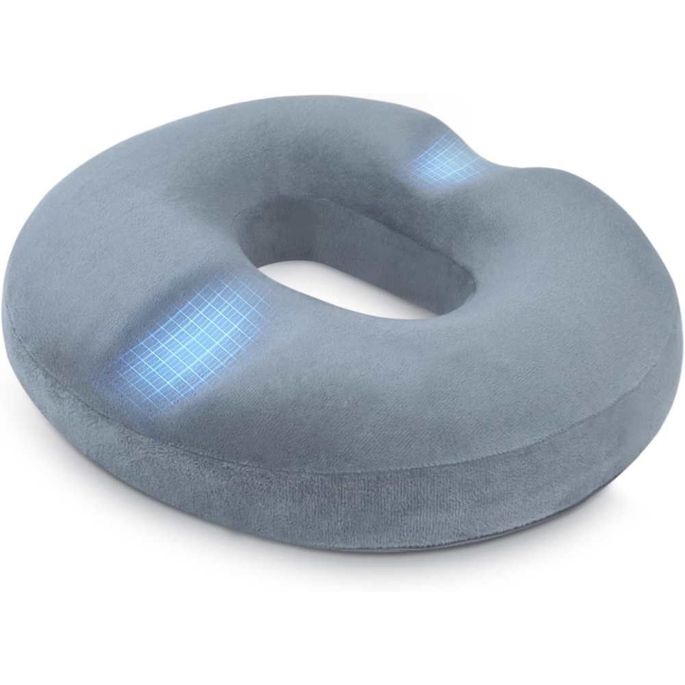 Pernă ortopedică tip &bdquo;donut&rdquo; cu spumă cu memorie pentru ameliorarea presiunii și confort sporit Donut Pillow Tailbone
