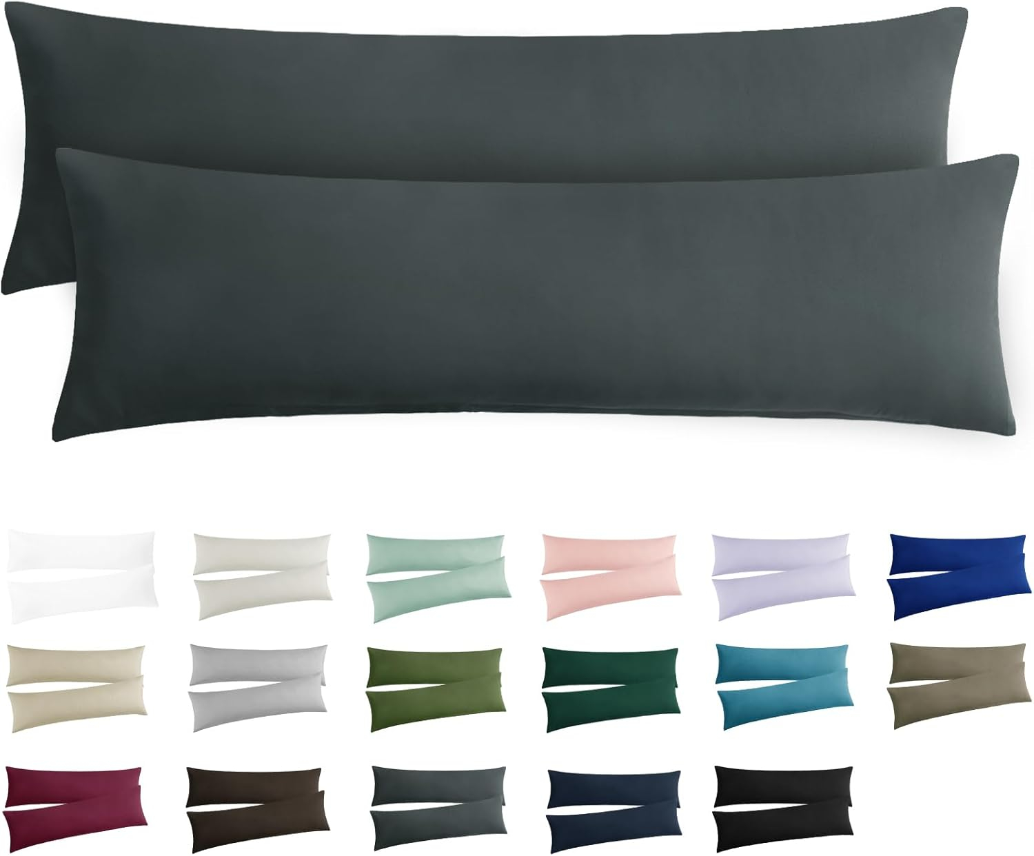 Set 2 fete de perna 40A 145 cm, microfibra moale, gri antracit ,   huse pentru perne de corp   side 