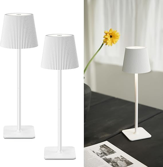 Set 2 Lampi de Masa LED ,   Wireless, Reglabile, 5200 mAh, IP54, 3 Nuante de Lumina, Alb