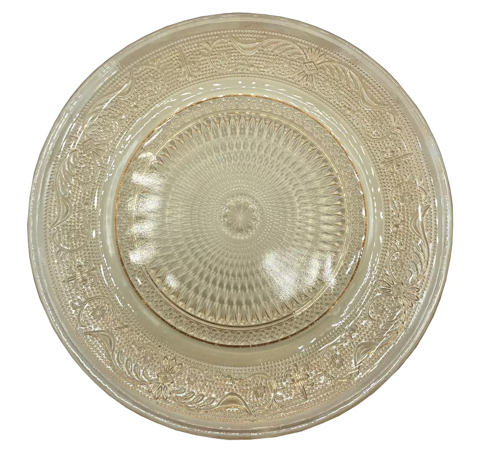 Set 6 farfurii desert mic dejun din sticla, 20 cm, model decorativ in nuante de maro ,   farfurii el