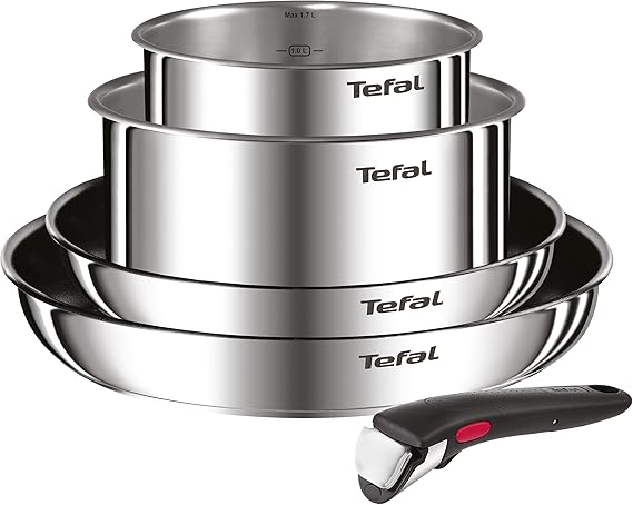 Set oale si tigai inductie cu maner detasabil, 5 piese, antiaderent Titanium ,   Tefal Ingenio Emoti