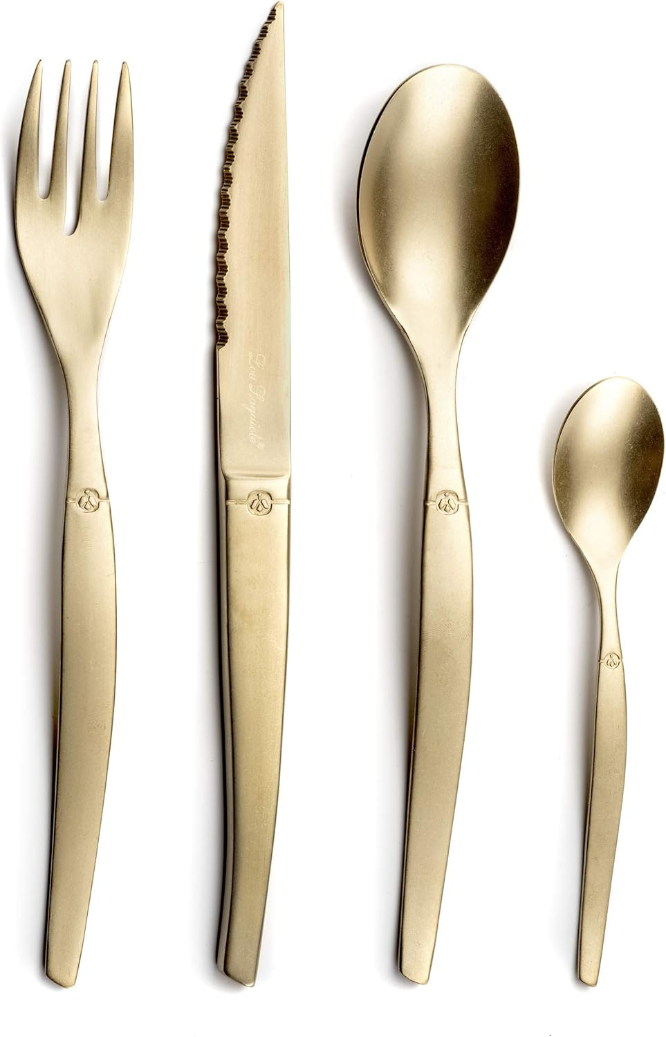 Set tacamuri steak pentru 4 persoane, 16 piese, inox PVD Champagne ,   Lou Laguiole JET